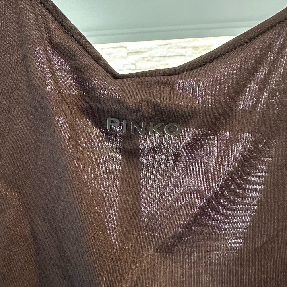 BNWT Pinko Tallo Fluido Jersey Black Ruched Tank Top black XS - Picture 10 of 10